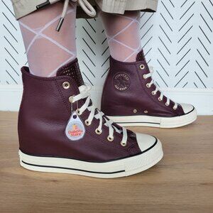 ✨Converse Chuck Taylor All Star Wedge Leather Sz 8 Womens Shoes Burgundy A12349C